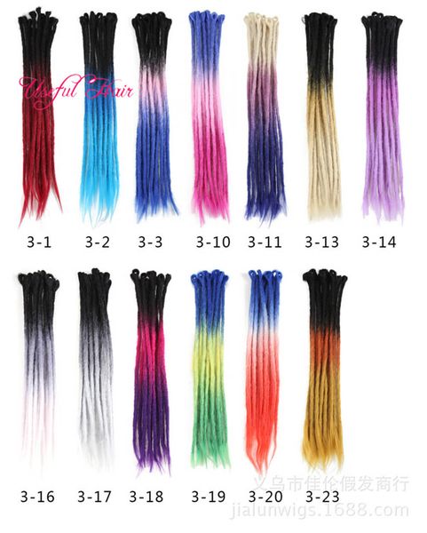 

ombre handmade dreadlocks hair extensions 5 strands/lot 24 inch crochet hair synthetic crochet braid hair for women bug passion, Black