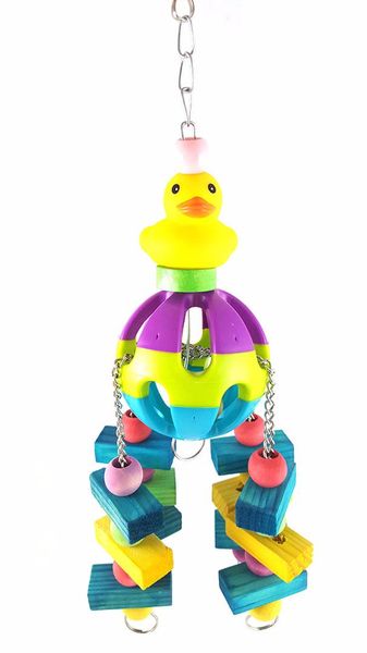 

parrots gnaw toys bell ball yellow duck and bird toy bird toys pet supplies
