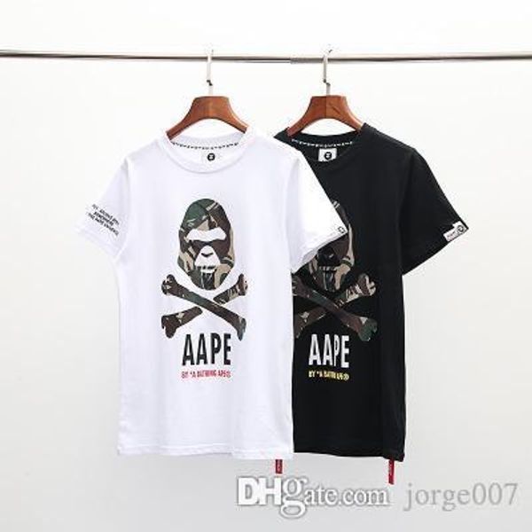 

new men's t-shirt spring and summer camouflage letter printing fashion trend casual t-shirt, White;black