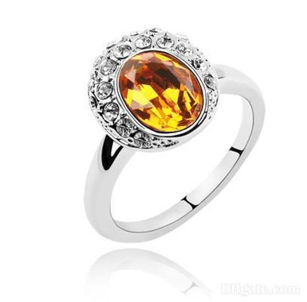 

кристаллические кольца пасьянс кольцо тавра шарм обручальное кольцо 18k белого золота гальваническим женщин делают с элементами swarovski (4, Golden;silver