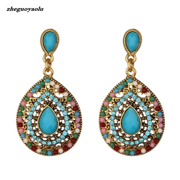 

new party bijoux bohemia statement crystal drop earrings boho turkish vintage ethnic jewelry drop earrings for women 2017, Silver