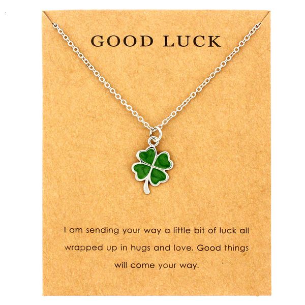 

lucky four-leaf clover fortune shamrock pendants necklaces waves sea turtle women jewelry lover's christmas gift, Silver