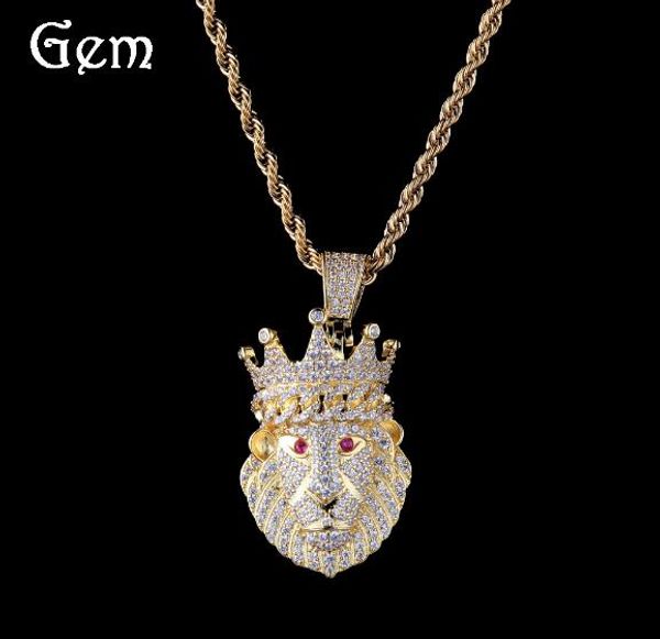 

new style 3mm twist chain popular hiphop crown lion pendant necklace gold color silver necklace jewelry awesome pendant necklace 24inch