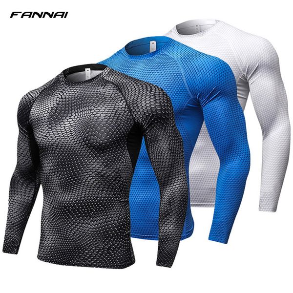 

2019 fitness running shirt men rashguard male long sleeve gym t-shirt crossfit bodybuilding men snake print 3d t shirt, Black;blue