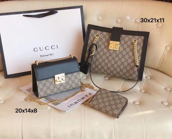 

3pcs set classic designer womens handbags ladies tote leather clutch shoulder bags female purse with wallet tote s002