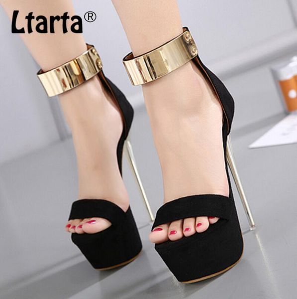 

ltarta 16 см супер высокие каблуки клуб насосы обувь модный тонкий каблук сексуальный черный водонепроницаемый платформа ненависть сандалии, Black