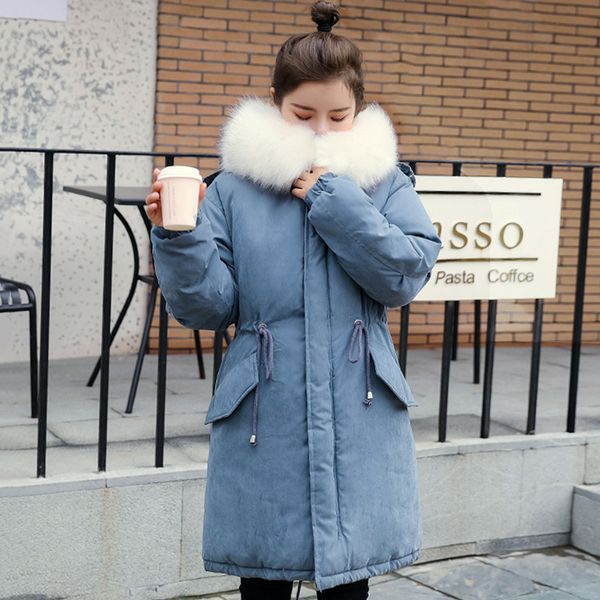 

women's down & parkas 2021 winter long jacket women slim hooded parka with fur collar plus size korean style solid casual coat femme gi, Black