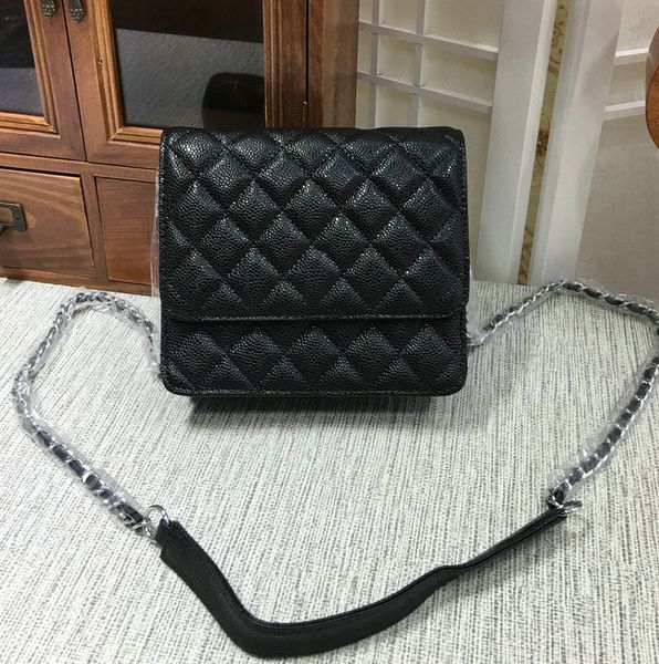 

2019 new fashion shoulder bag women black cross body bags 17cm mini flap woc lambskin caviar leather diamond lattice phone purse card holder