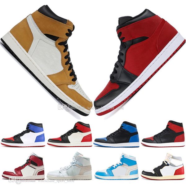 

og 1 3 mens basketball shoes chicago bred banned black toe unc royal blue fragment court purple 1s men sports sneakers designer trainers, White;red
