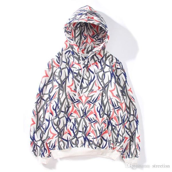 

19ss новые мужские женские модные толстовки свернуться ограничено шипы тенденция уличных брендов пары флис с капюшоном толстовки, Black