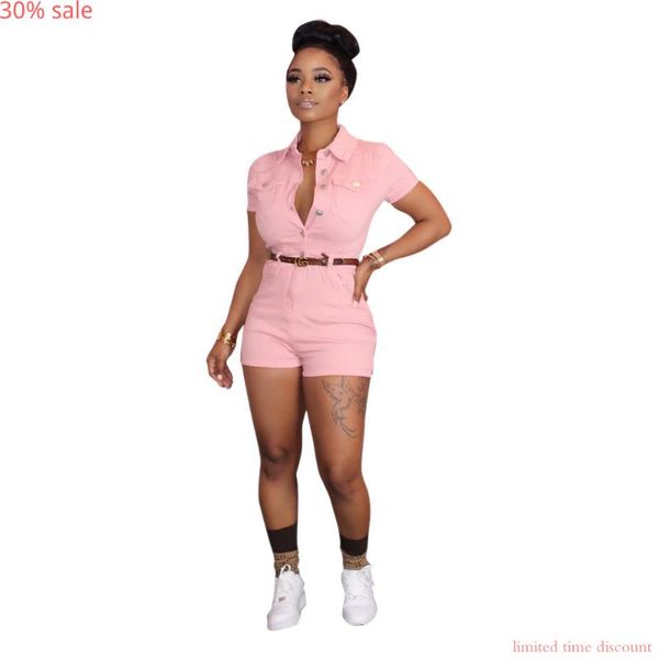 

denim rompers women playsuits summer women tracksuit pocket v neck button short-sleeve jumpsuit nightclub party denim overalls, Black;white