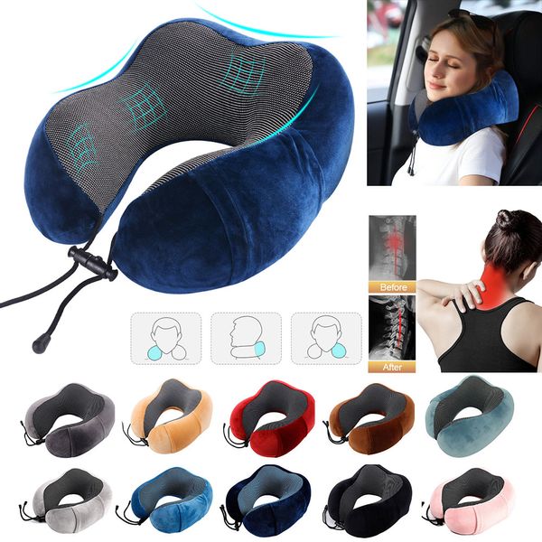 

travel u shape pillow memory foam neck pillow for airplane car flight head chin support cushion office nap pillows for sleep