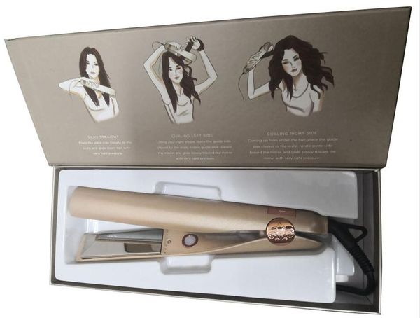 

new stock hair straightener iron brush ceramic 2 in 1 hair straightening curling irons hair curler eu us uk plug generation 1 2nd, Black