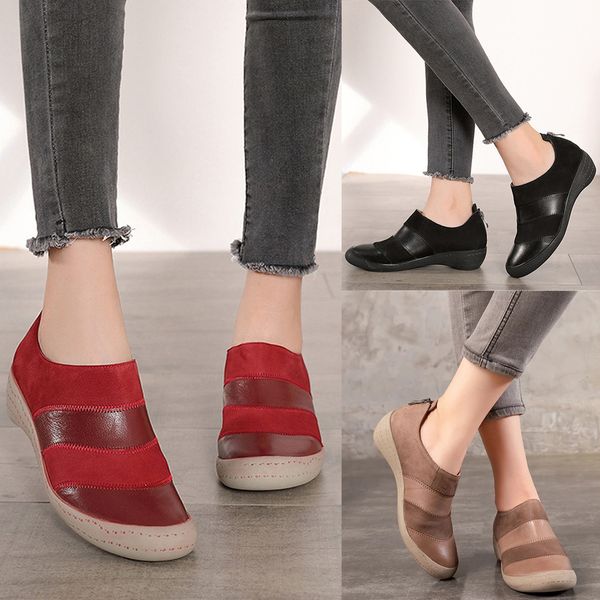 

2019 women shoes shallow ladies round toe casual portable ankle boots for women wedges single simple short boots leisure female, Black