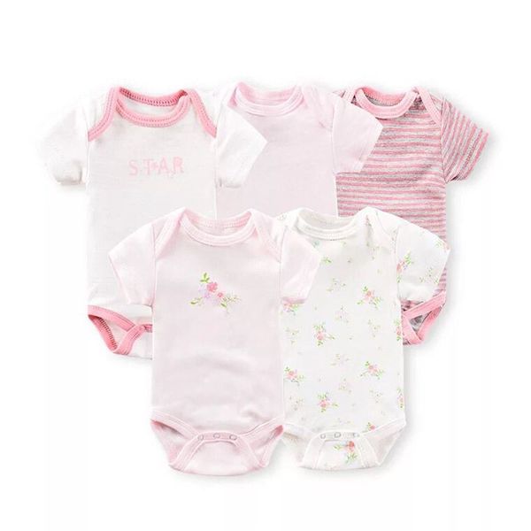 

baby summer clothes set newborn 100% cotton clothing 5pcs/lot short sleeve jumpsuit baby boys girls cute bodysuit 0-12m, Blue