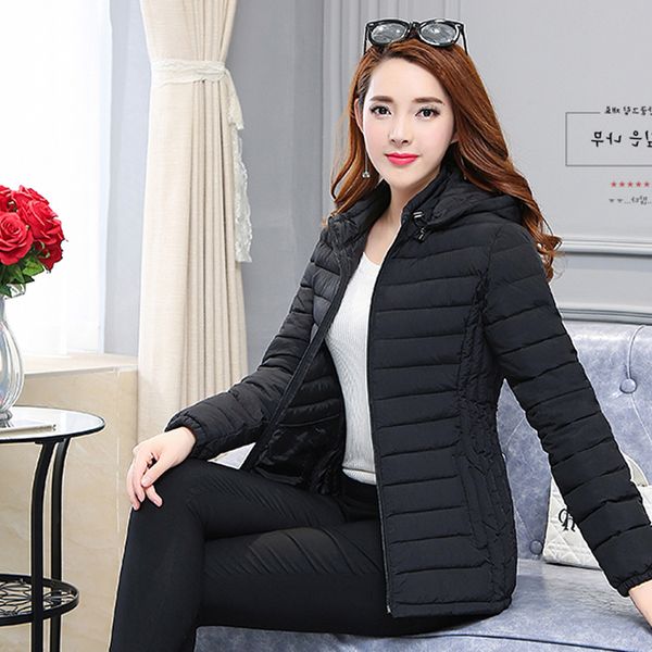 

coat winter autumn and women parka plus size female jacket down cotton padded womens clothing parkas mujer 2020 kj720, Black