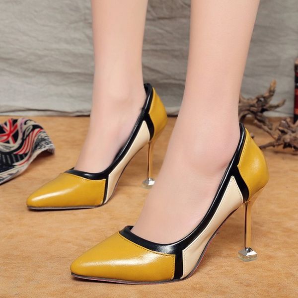 

new woman fashion mixed colors pointed toe high heels sandals ladies wedding party shallow pumps dress shoes y21-95, Black