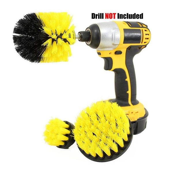 

3 pcs power scrubber brush drill brush clean for bathroom surfaces tub shower tile grout cordless power scrub drill cleaning kit