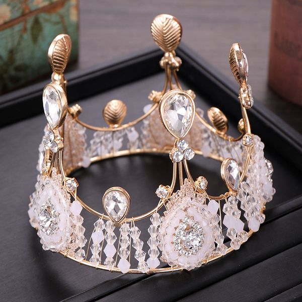 

hair accessories 1pcs/lot wedding crown bridal headpiece gold color baroque crystal tiaras and crowns bride party