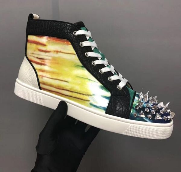 

2019 ace red bottom designer studded spikes flats casual shoes shoes for mens and women party lovers genuine leather sneakers d09, Black