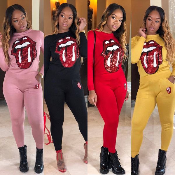 

women's tracksuits long sleeve designer for autumn spring two-pieces sport tracksuits with sequin pattern fashion sport wear lo, Gray