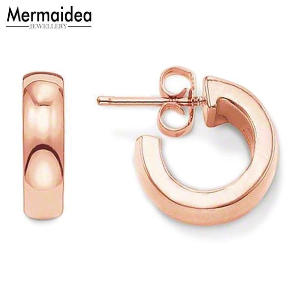 

rose gold hoop creole earrings trendy fashion good jewerly for women 2020 gift 925 sterling silver, Golden