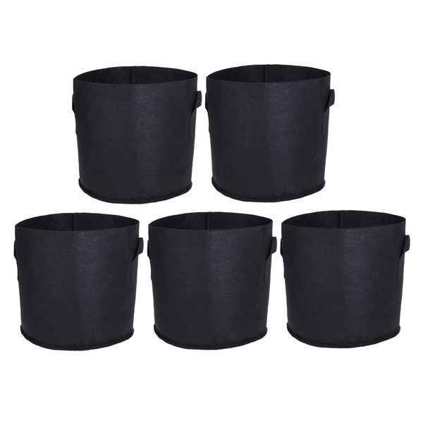 

5 pieces black fabric grow pots breathable plant bags smart plant 10 gallon