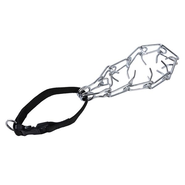 

2019 new dog collar strong professional metal nylon pinch dog training chain collar prong pet choke collars 4.0mm*60cm