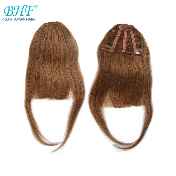 

bhf human hair bangs 8inch 20g front 3 clips in straight remy human natural fringe hair, Black;brown