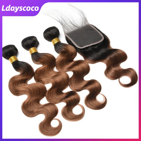 

омбре волос утка переплетения волос пучки человеческих волос реми объемная волна бразильская девственница навалом с закрытиями 10-28 дюймов, Black