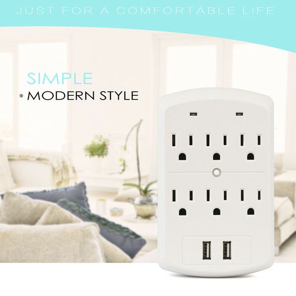 

Surge protector wall tap adapter 6 outlet with 2 dual u b port quick charging