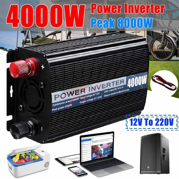 

inverter dc12v max 8000w voltage transformer 4000w dual usb modified sine wave power inverter dc12v to ac 220v charger converter