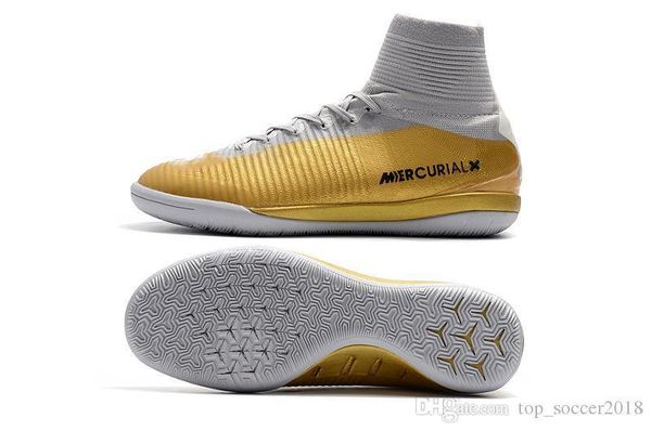 

new selling white gold cr7 soccer cleats turf football boots original mercurial superfly v ic mens indoor soccer shoes
