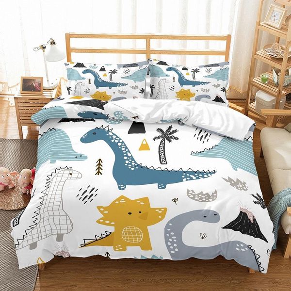 Boys Cartoon Dinosaur Family Bedding Set Full Queen King Size