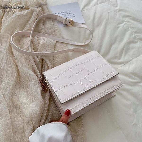 

simple and versatile womens crocodile pattern fashion design cover fashion bag sweet solid color multi layer shoulder messenger bag