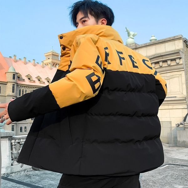 

мужская дизайнерская хлопковая мужская зимняя красивая пуховая хлопковая трендовая хлопчатобумажная куртка теплое пальто прилив, Black;brown