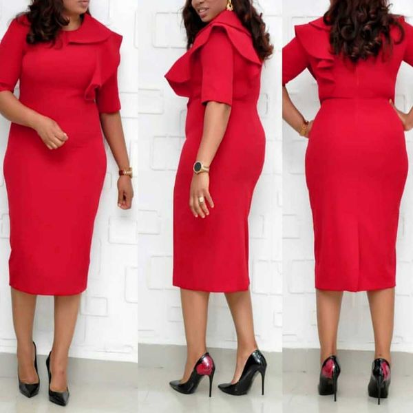 

casual dresses women vintage ruffle yellow blue purple bodycon dress office lady work wear plus size high waist midi long party robe, Black;gray