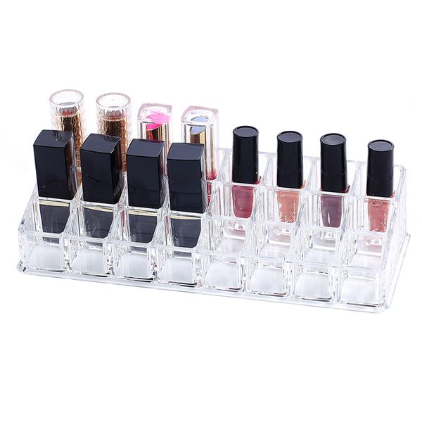 

multiple grid acrylic transparent makeup organizer storage box drill polish lipstick nail organizer cosmetic jewelry box holder