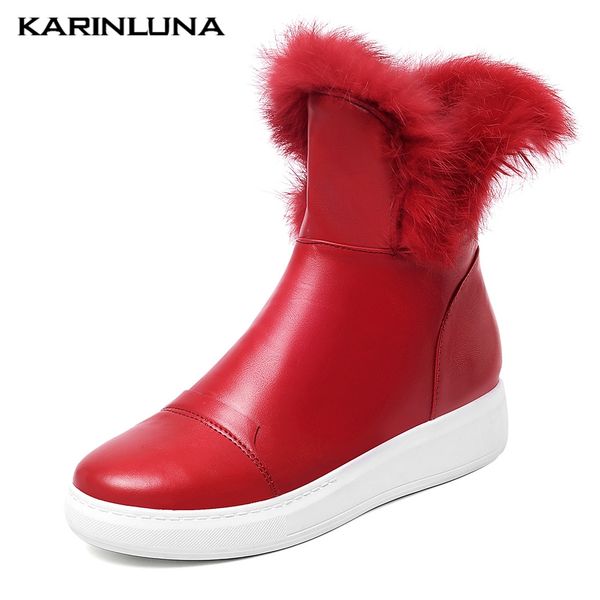 

karinluna 2019 fashion dropship leisure casual shoes add fur warm russia winter snow boots women shoes ankle boots woman, Black