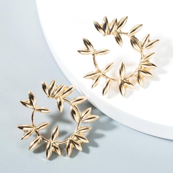 

creative women's tree leaves stud earring simple personality golden colour earring fashion anniversary commemorate party jewelry, Golden;silver