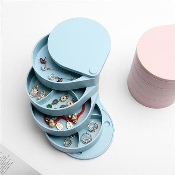 

20200305 rotary jewelry storage box net red multi-layer box, Black;white