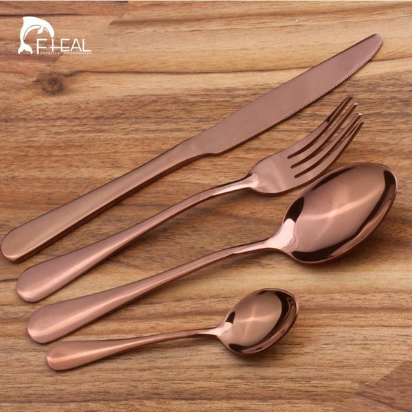 

4шт / набор из нержавеющей стали красочного cutlery set радуга позолоченной посуда набор вилка нож для свадьбы и гостиниц