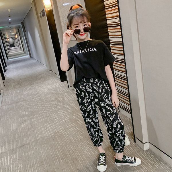 

girls summer suit 2020 new korean er tong zhuang western style red 12-year-old girl summer big boy sportswear, White