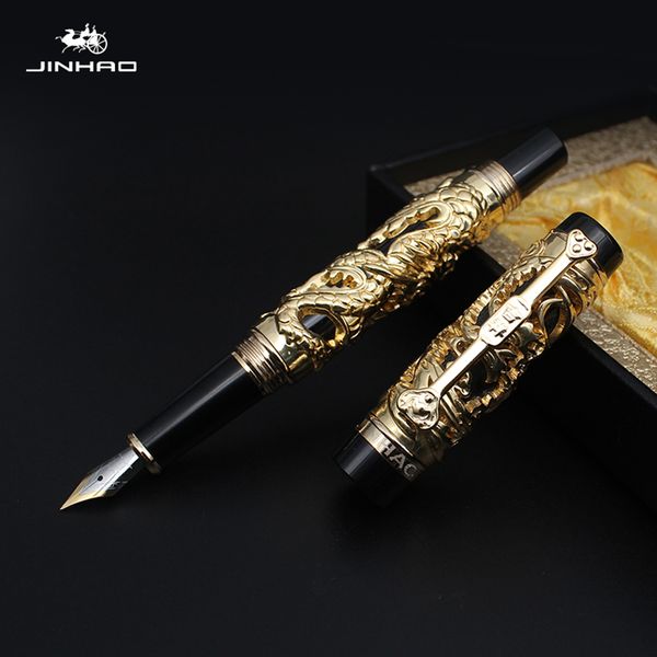 

luxury dragon and phoenix fountain pen all metal heavy ink pens office supplies