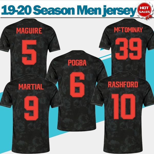 

2020 cup font united third black #6 pogba soccer jerseys 19/20 #9 martial #10 rashford soccer shirt football uniforms, Black;yellow