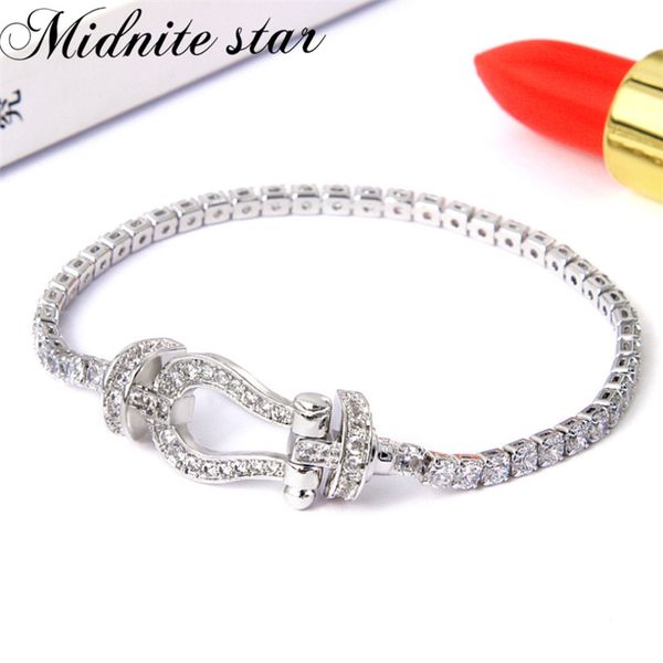 

2019 stainless steel 5 color rhinestone u beautiful bracelet women men, Black