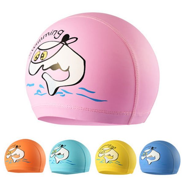 

children pu cloth cap cute cartoon swimming cap wholesale waterproof ear