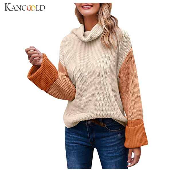 

kancoold women jumpers turtleneck sweaters oversize winter fashion 2019 long sweater coat batwing sleeve christmas sweate, White;black