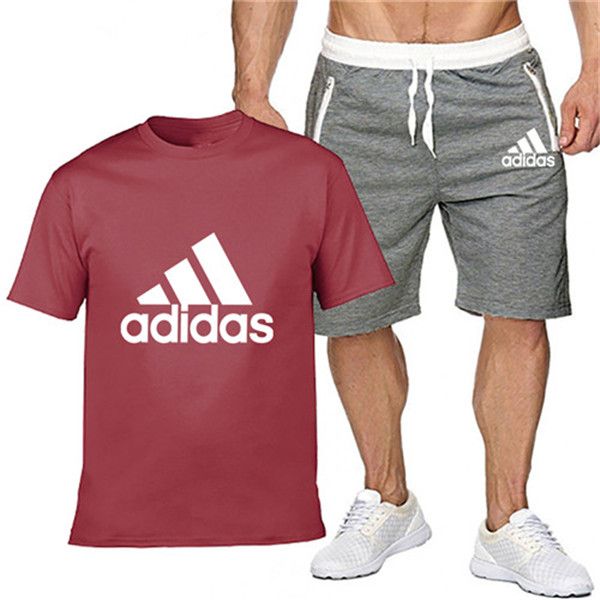 

2019summer men set mens1 tracksuit t-shirt+shorts pants casual sweatshirt men's sportswear suits summer style men set sweatshirt, Gray