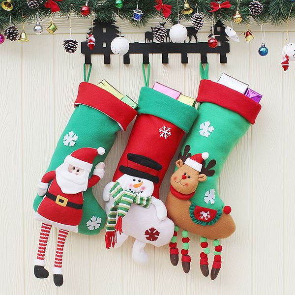 Santa Claus Snowman Elk Christmas Stockings Natal Gift Holders
